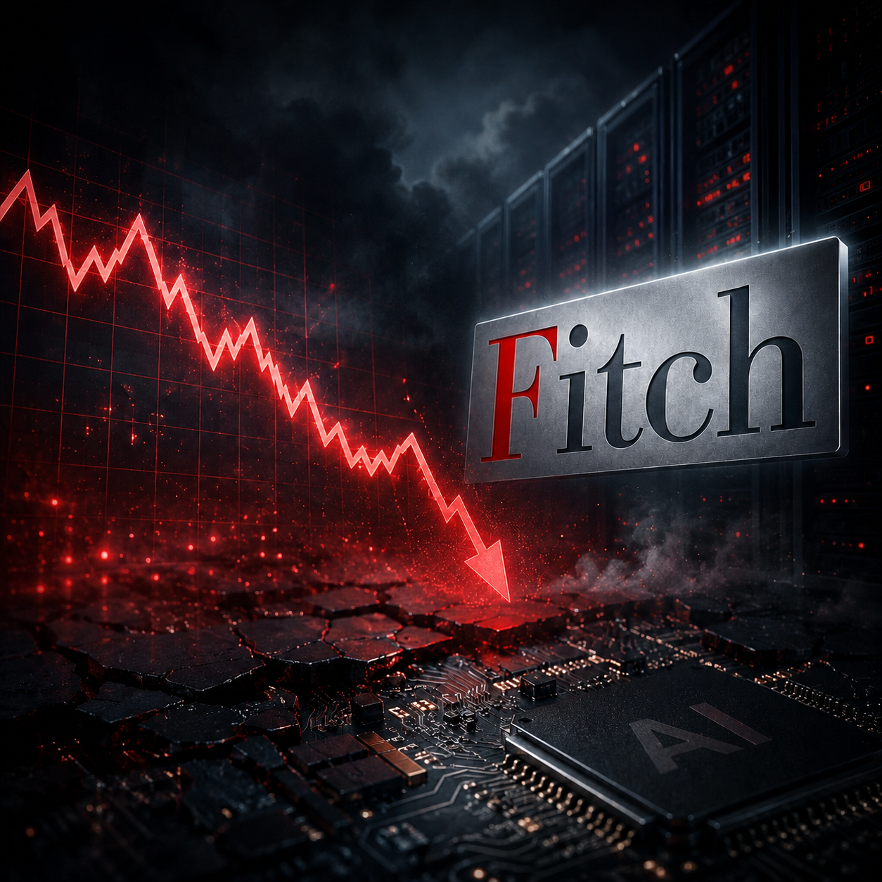 Editorial artwork for the lead story about AI market risk